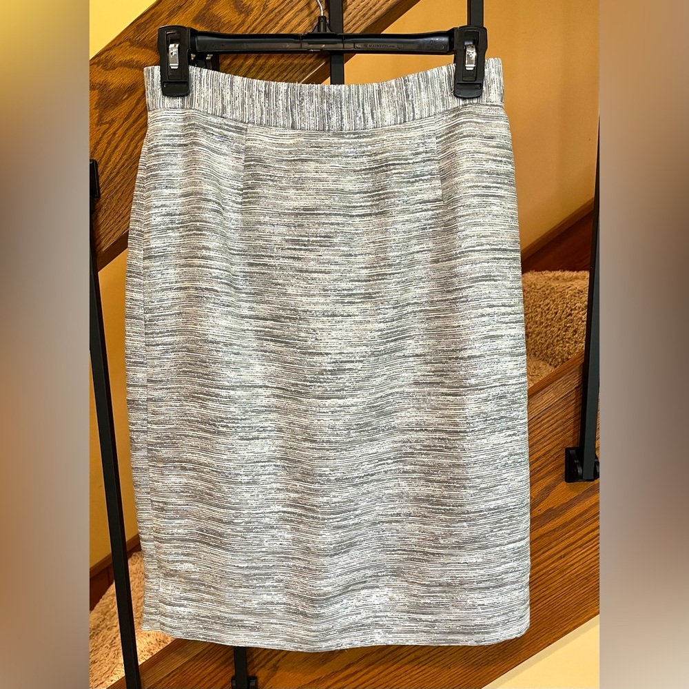 Kate Spade Skirt Kayla Pencil The Rules Silver Metallic Classic SZ. 2  NWOT